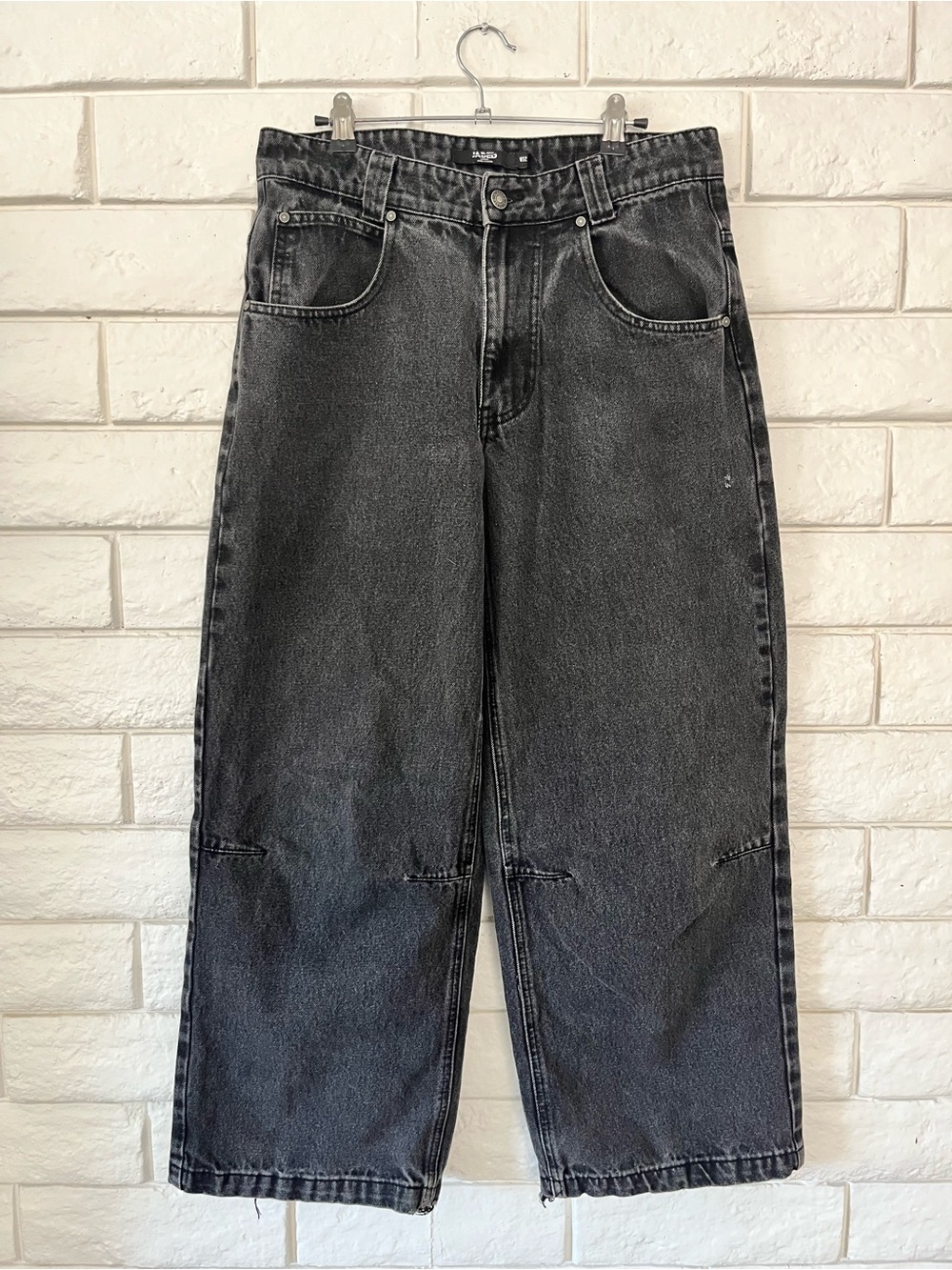Jaded London Wide Leg Jeans-Baggy Low Rise Collosus Washed Grey W31